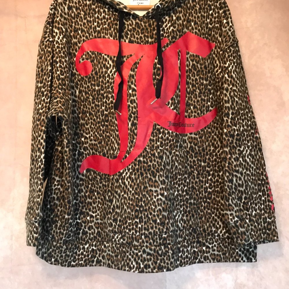 Juicy Couture XL Animal Print Cheetah Brown Pink Hoodie